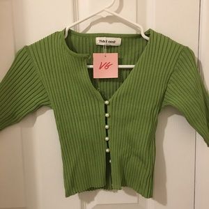 Verge girl knit button up in lime AUS 8